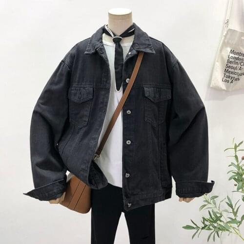 Harajuku Long sleeve Black Denim Jacket Women Spring Fall Korean Loose Casual Jeans Jacket Female Basic Coat Veste En Jean Femme