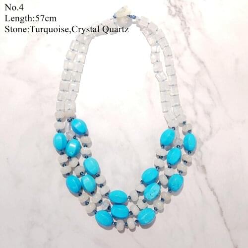 LiiJi Unique Stocksale Necklace Real Stone Blue Turquoises Coral Onyx Quartzs Necklace Only 1PCS each stock Jewelry for Women