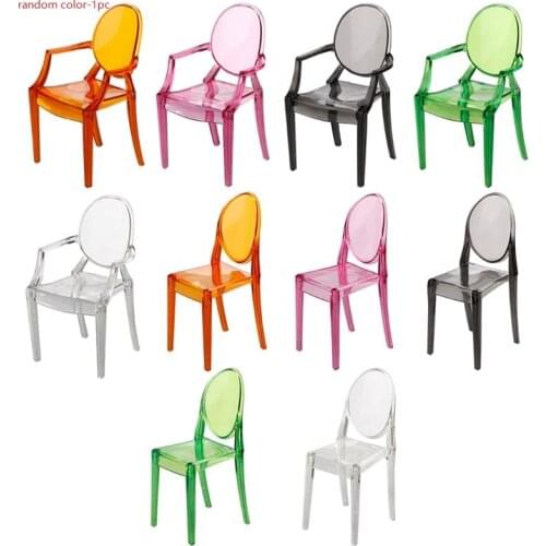1:6 Dollhouse Miniature Accessories Mini Doll House Clear Transparent Plastic Chair Furniture Decor Collection Gift GXMB
