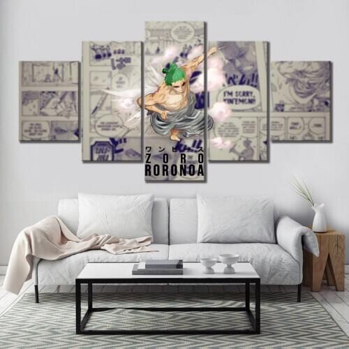 Modular Canvas Painting 5 Panel ONE PIECE Roronoa Zoro Wano Country Pictures Modern Printed Poster Anime Wall Art Home Decor