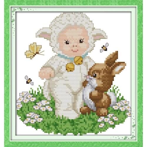 A baby sheep cross stitch kit 14ct 11ct count print canvas stitches embroidery DIY handmade needlework plus
