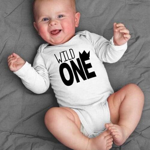 Wild One Cool Letter Printing Baby Long Sleeve Rompers Newborn Baby Boy Girls Romper Autumn Jumpsuit Winter Warm