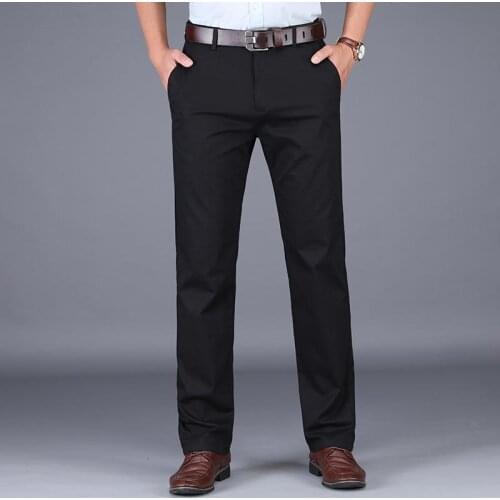 2019 New Mens Pants Cotton Straight Loose Casual Trousers Large Size Cotton Fashion Mens Business Suit Pants