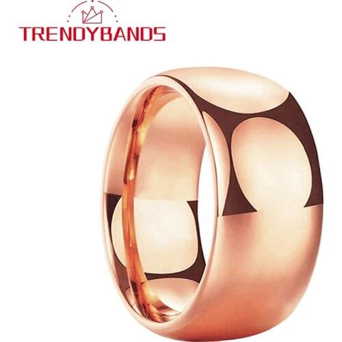 10MM Rose Gold Women Men Tungsten Wedding Bands Engagement Rings Domed Polished Shiny Comfort Fit