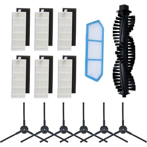 1pc Main Brush+4pcs dust HEPA Filter+4pcs Side Brush for ILIFE A4s A40 Robot Vacuum Cleaner accessories Parts