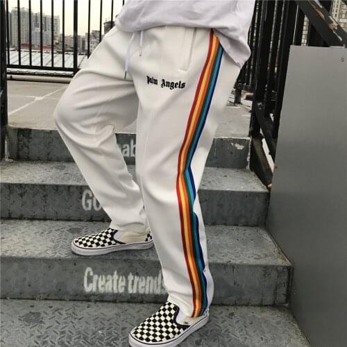 Palm Angels Side Striped Rainbow Campus Style Mens and Womens Zipper 5515656440