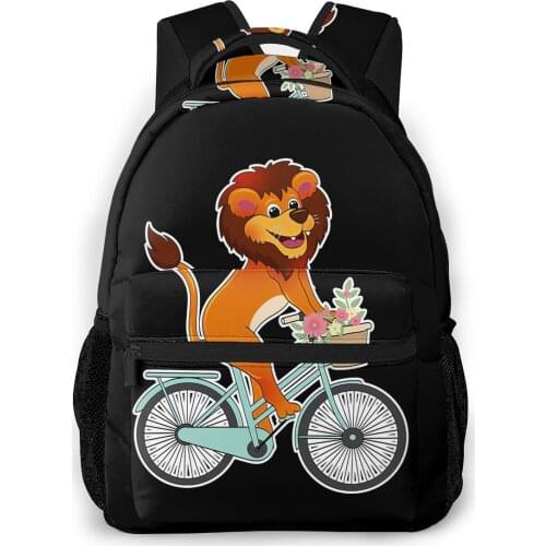 Lion On Bike Girl Kawaii Gift Animals Backpack for Girls Boys Travel RucksackBackpacks for Teenage school bag