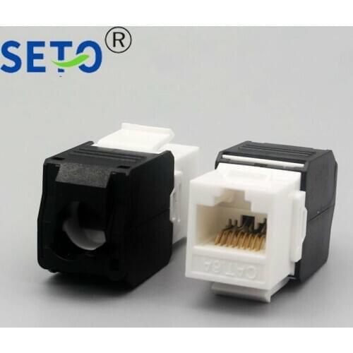 SeTo Black Module Gigabit RJ45 Cat6A Network Lan Module Connector Keystone For Wall Plate Socket