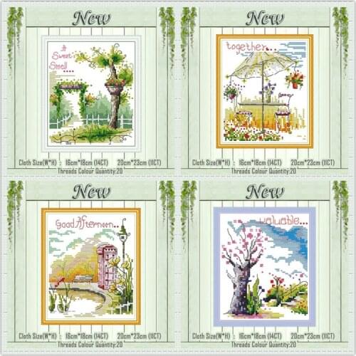 Season Spring scenery winter decor painting counted printed on canvas DMC 14CT 11CT Cross Stitch Needlework Sets Embroidery kits