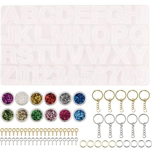 Silicone Molds Alphabet Number Mold Backward Resin Epoxy Keychain Ring DIY Craft