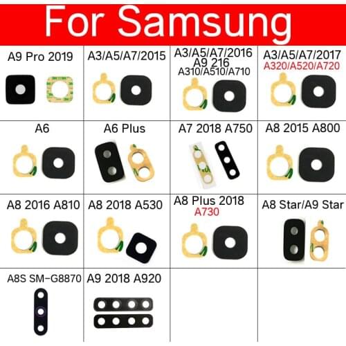 Rear Back Camera Glass Lens For Samsung A3 A5 A7 A6 A7 A8 A8S A9 Pro Plus Star 2015 2016 2017 2018 2019 A310 A320 A750 A800 Part