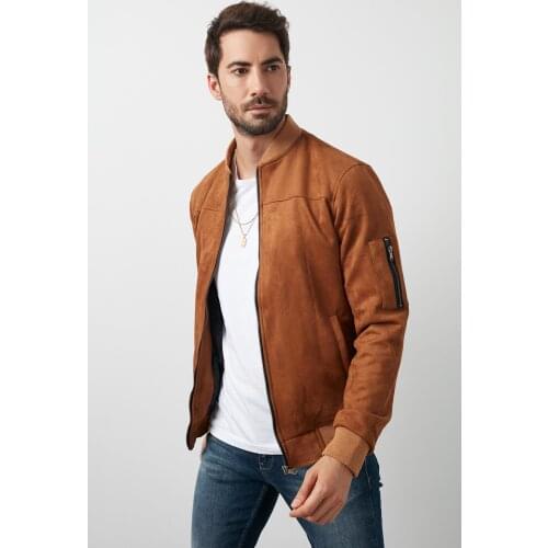 Zippered College Collar 100% Polyurethane Pocket Detailed Mens Coat Three Colors Options Casual Daily Style