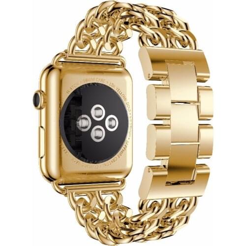 Premium Stainless Steel Cowboy Style Bracelet Watch Band Strap for Apple Watch 38mm 42mm Series 1 Series 2 Black rosegold