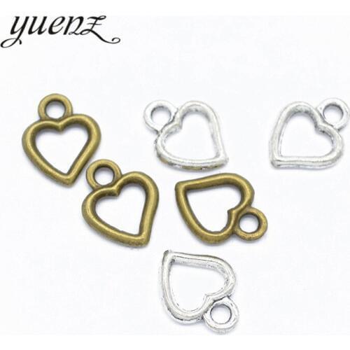 YuenZ 30pcs Antique silver color Heart-shaped Charm Pendants for Bracelet Necklace Jewelry Accessories Diy Jewelry Making A103