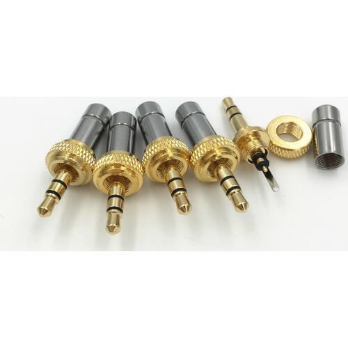 1Pcs Silver Mini Jack 3.5 mm 3 Pole Screw Lock Stereo Jack Plug Soldering Audio Jack for DIY Stereo Headset Earphone