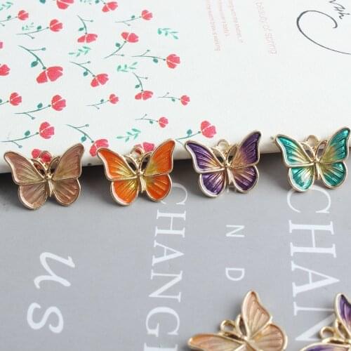 10pcs/lot Beautiful butterfly Enamel Cute Animal Charms For Jewelry Making Bracelet DIY Earrings Necklace Pendant Finding XL836