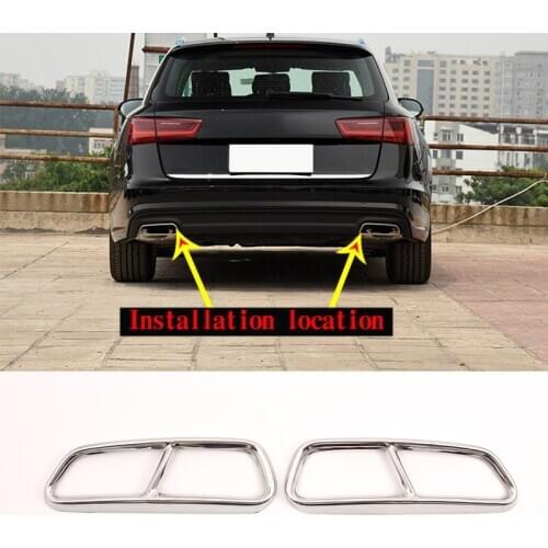 2 Pcs Exhaust Pipe Cover Stainless Steel Chrome For Audi A6 A7 C7 2016-2018 CarExterior modification Accessories