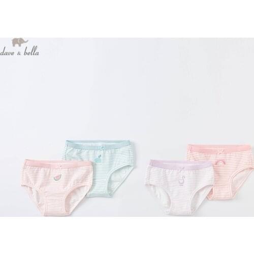 DBJ19286 dave bella baby girls fashion 2 pieces one set cotton cute cartoon striped print kids girl panties