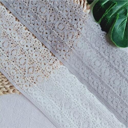 7.5CM White And Gray Lace Elastic Tricots Diy Mesh Fabric Couture Materiel Accessoires Braid Used On Dress And Curtains S1501