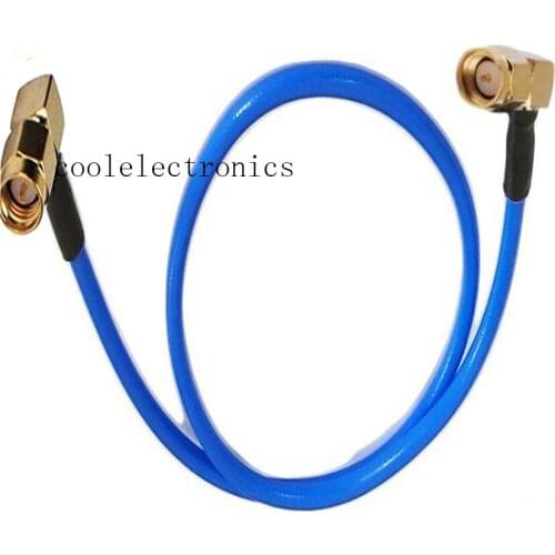90 Degree SMA Male to SMA Male Plug Right Angle Connector RF coax Simi Rigid RG402 Blue cable 50ohm 50cm 1m 3m 5m 10m