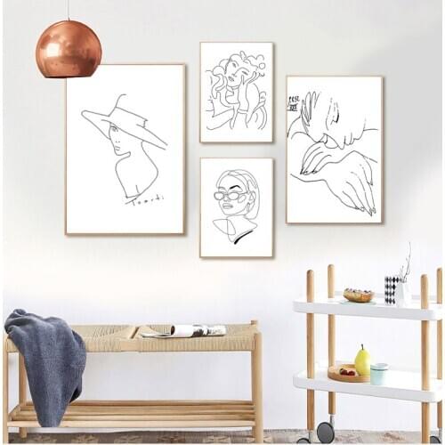 Body Line Drawing Abstract Painting Wall Art Canvas Painting Black White Nordic Posters And Prints Wall Pictures For Living Room
