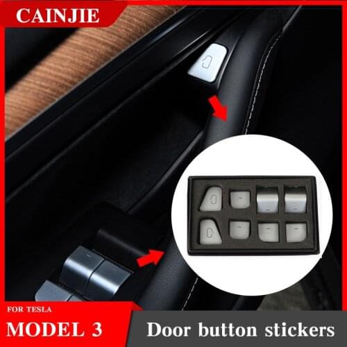 For Tesla Model 3 Accessories Door Button Stickers Model Y Window Lift Switch Button Sticker ABS Model3 2021