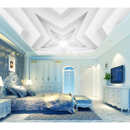 Beibehang Custom Living Room Bedroom Ceiling Wallpaper Mural 3d White Pentagram Ceiling Background Wall 3d wallpaper behang