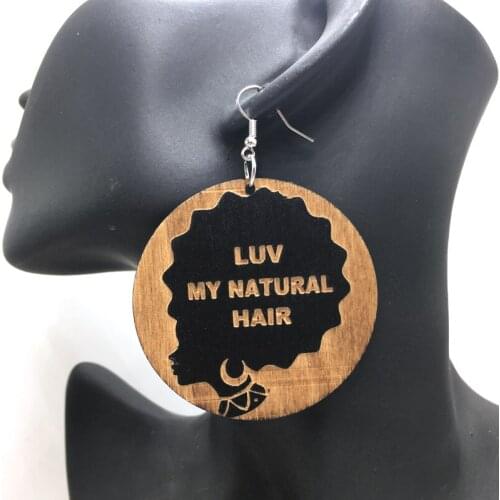 Free Shipping! LUV My Natural Hair Wooden Earrings