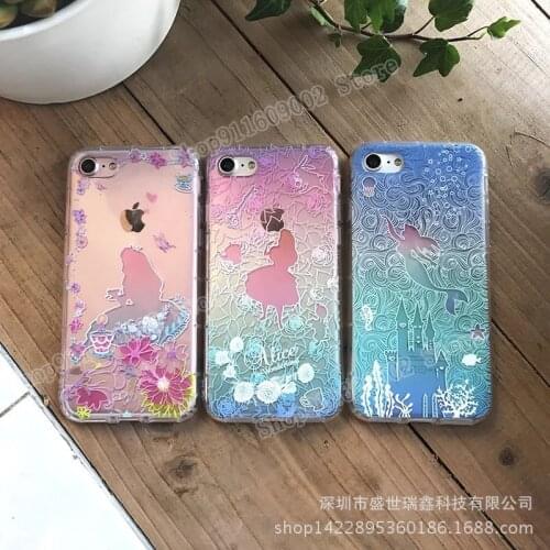 Disney Alice Princess Mermaid Phone Case for IPhone Plus 11 iPhone 11 Pro Mas Gradient Relief Protective Cover Clear Anime Gift