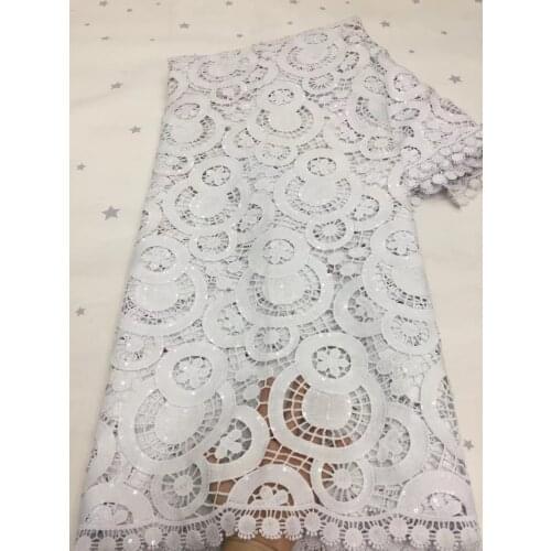Pure White Guipure Cord Lace African Water Soluble Cord Milk Silk Lace Fabric Sequins French Mesh Mesh Lace For Nigerian Dress
