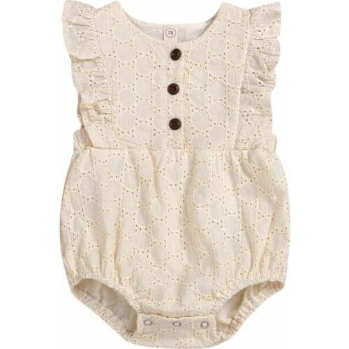 Infant Baby Girls Kid Linen Sleeveless Romper Ruffles Summer Outfits Clothes