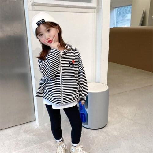 Girls Babys Kids Coat Jacket Outwear 2021 Black Stripe Thicken Winter Autumn Top Cotton Toddler Cardigan Childrens Clothing