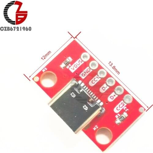 Diymore 1pcs TYPE-C Female Test Board USB3.1 16P to 2.54 High Current Power Adapter Board Module for Arduino