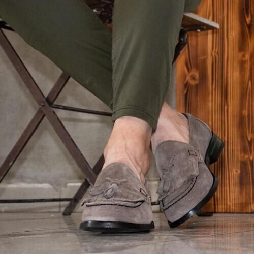 1200 GEORGE Men 'S Gray Genuine Suede Classic Shoes