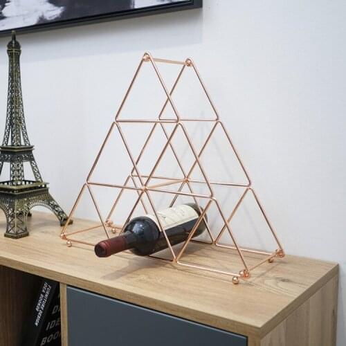 Creative 8 Bottle Wine Rack Domestic Ornaments Iron Wind Rack European -Style Pyramid Wine Storage Wine Showing Stand Geometric