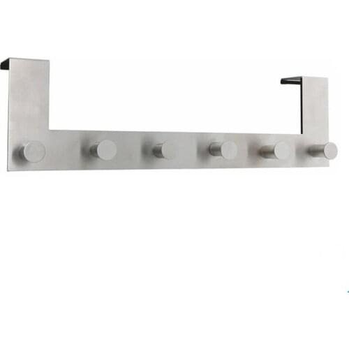 Stainless Steel Over the Door Hooks Hagner Rack Clothes for Cloth Pants Hat Towel (6-Hook)