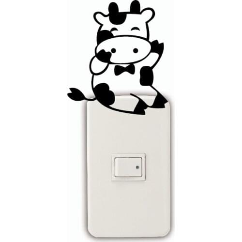 Cute Little Cow Sticker Cartoon Animal Vinyl Sticker for Kids Room Bedroom Home Decor 10.3x9cm