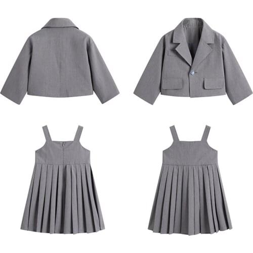 Back To School Outfits Age For 2 - 8 Years Baby Girls Coats + Vest-Dress Pink 2pcs Sets 2022 New Arrival Spring Children Clothes