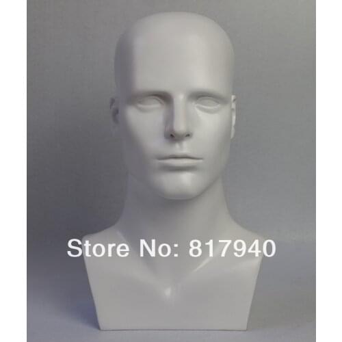 NEWEST!High quality White gloss fiberglass male mannequin dummy head for hat// headphones/mask/wig display manikin heads