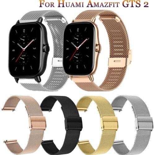 New Stainless Steel Milanese Wristband Bracelet For Huami Amazfit GTS 2 / GTR 2 band 20 /22mm strap For Samsung Galaxy 42mm 46mm