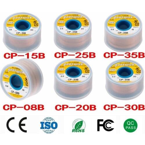 Original Japan GOOT Desoldering Wicks Braid Copper Wire Solder Remover BGA Solder Wick RoHs Lead-free MSDS Welding Tools