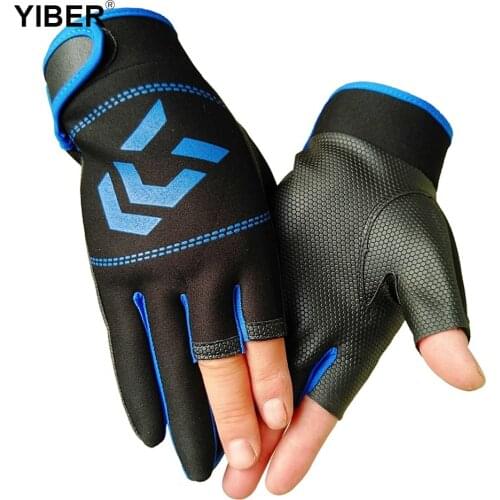 1 Pair Fishing Gloves Men Women Outdoor Fishing Breathable Anti-slip 3 Cut Finger Waterproof Fish Equipment Angling Gloves