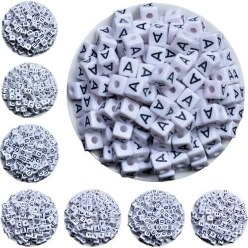 Plastic Alphabet White 50PC Size Of 1cm Beads Acrylic Letters Children Education Handmade DIY Bracelet Beads