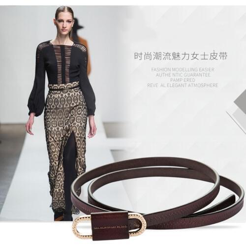 New Lady Genuine Leather Belt Metal Buckle Women Fashion Wild Skirt Dress Decorative Belt Female Thin Waist Chain Accessories