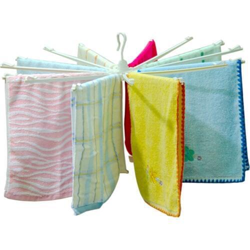 Foldable towel rack baby cloth drying rack anti-slip White PP plastic material with hooks storage rack DQ1003