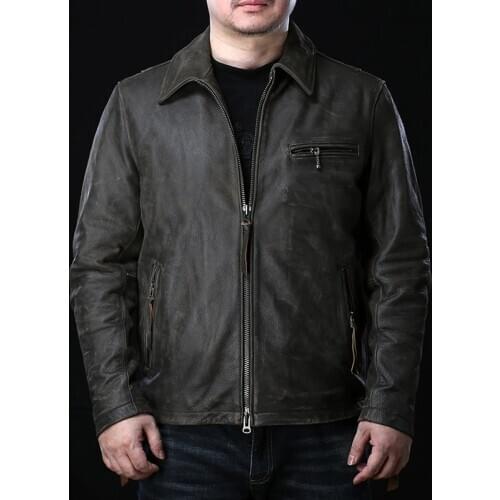 2021 Rock Can Roll Super Offer ! Read Description! Asian Size Genuine Cow Skin Leather Coat Mens Cowhide Casual Jacket