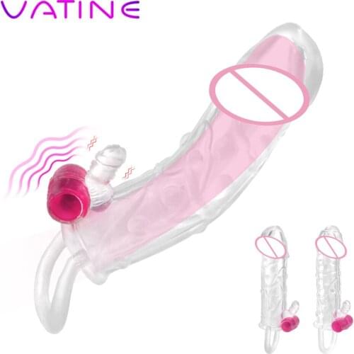 VATINE Enlargement G-spot Cock Sleeve Delayed Ejaculation Sex Toys For Men Reusable Condom Penis Sleeve Vibrator