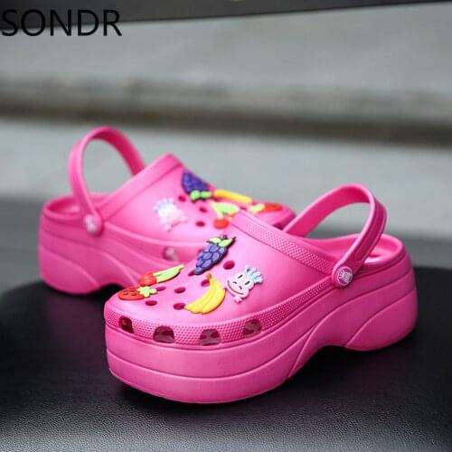 Womens Fruit Decor Beach Platform Sandals Shoes Slipper Candy Colors Girls Summer 3Colors B200