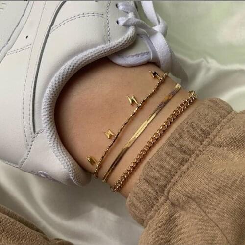 Bohemian Gold Color Snake Chain Anklets Bracelet for Women Charm Ankle Bracelet on the Leg Sandals Foot Jewelry Leg Chain
