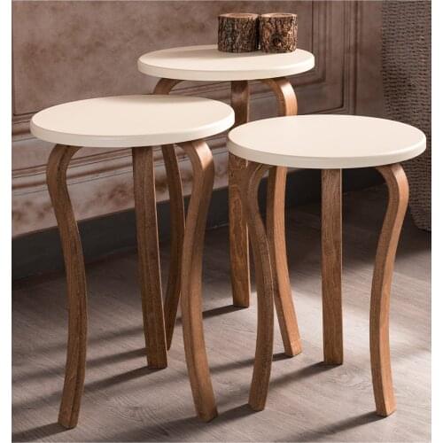 Zigon Coffee Table Wood Lükens Foot Side Coffee Table Cream